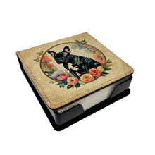Load image into Gallery viewer, Black French Bulldog and Flowers PU Leather Note Paper Holder