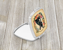 Load image into Gallery viewer, Black French Bulldog and Flowers Compact Mirror – Stylish Purse Mirror with Artistic Covers