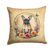 Load image into Gallery viewer, Fawn  French Bulldog and Flowers Fabric Decorative Pillow