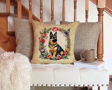 Load image into Gallery viewer, German Shepherd and Flowers Throw Pillow - 14x14 Decorative Pillow – Art for Your Home &amp; Patio