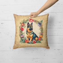 Load image into Gallery viewer, German Shepherd and Flowers Fabric Decorative Pillow