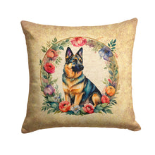 Load image into Gallery viewer, German Shepherd and Flowers Fabric Decorative Pillow