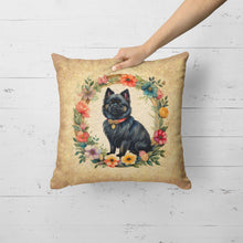 Load image into Gallery viewer, German Spitz and Flowers Fabric Decorative Pillow
