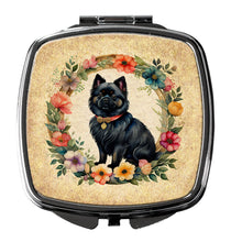 Load image into Gallery viewer, German Spitz and Flowers Compact Mirror – Stylish Purse Mirror with Artistic Covers