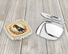 Load image into Gallery viewer, German Wirehaired Pointer and Flowers Compact Mirror – Stylish Purse Mirror with Artistic Covers