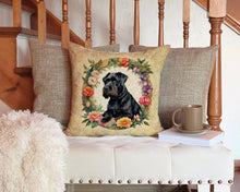 Load image into Gallery viewer, Giant Schnauzer and Flowers Throw Pillow - 14x14 Decorative Pillow – Art for Your Home &amp; Patio