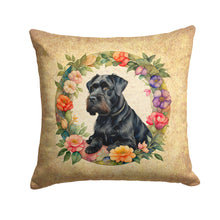Load image into Gallery viewer, Giant Schnauzer and Flowers Throw Pillow - 14x14 Decorative Pillow – Art for Your Home &amp; Patio