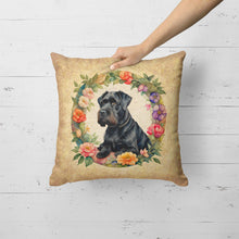 Load image into Gallery viewer, Giant Schnauzer and Flowers Fabric Decorative Pillow