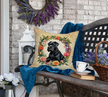 Load image into Gallery viewer, Giant Schnauzer and Flowers Fabric Decorative Pillow