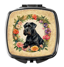 Load image into Gallery viewer, Giant Schnauzer and Flowers Compact Mirror – Stylish Purse Mirror with Artistic Covers