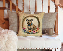 Load image into Gallery viewer, Glen of Imaal Terrier and Flowers Throw Pillow - 14x14 Decorative Pillow – Art for Your Home &amp; Patio