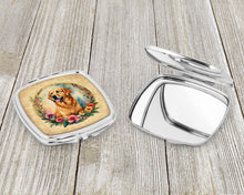 Load image into Gallery viewer, Golden Retriever and Flowers Compact Mirror – Stylish Purse Mirror with Artistic Covers