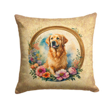 Load image into Gallery viewer, Golden Retriever and Flowers Throw Pillow - 14x14 Decorative Pillow – Art for Your Home &amp; Patio