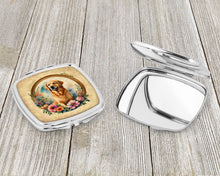 Load image into Gallery viewer, Golden Retriever and Flowers Compact Mirror – Stylish Purse Mirror with Artistic Covers