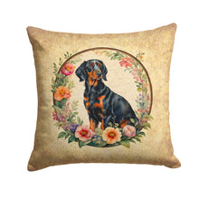 Load image into Gallery viewer, Gordon Setter and Flowers Throw Pillow - 14x14 Decorative Pillow – Art for Your Home &amp; Patio