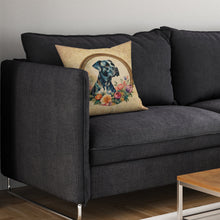 Load image into Gallery viewer, Great Dane and Flowers Throw Pillow - 14x14 Decorative Pillow – Art for Your Home &amp; Patio