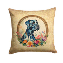 Load image into Gallery viewer, Great Dane and Flowers Throw Pillow - 14x14 Decorative Pillow – Art for Your Home &amp; Patio