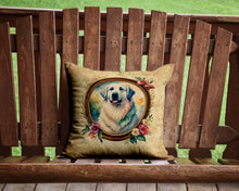 Load image into Gallery viewer, Great Pyrenees and Flowers Throw Pillow - 14x14 Decorative Pillow – Art for Your Home &amp; Patio