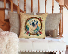 Load image into Gallery viewer, Great Pyrenees and Flowers Throw Pillow - 14x14 Decorative Pillow – Art for Your Home &amp; Patio