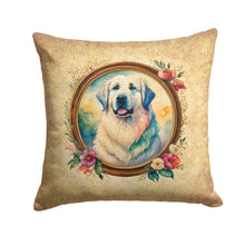 Load image into Gallery viewer, Great Pyrenees and Flowers Throw Pillow - 14x14 Decorative Pillow – Art for Your Home &amp; Patio