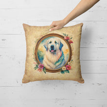 Load image into Gallery viewer, Great Pyrenees and Flowers Fabric Decorative Pillow