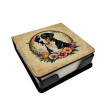 Load image into Gallery viewer, Greater Swiss Mountain Dog and Flowers PU Leather Note Paper Holder
