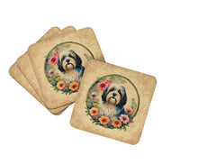 Load image into Gallery viewer, Havanese and Flowers Coasters - Set of 4 Lightweight Foam, Absorbent Drink Coasters