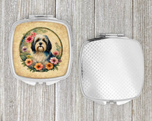 Load image into Gallery viewer, Havanese and Flowers Compact Mirror – Stylish Purse Mirror with Artistic Covers