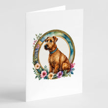 Load image into Gallery viewer, Irish Terrier and Flowers Greeting Cards -  Blank Note Cards – 8-Pack of Artist-Designed Cards with Envelopes