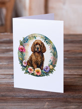 Load image into Gallery viewer, Irish Water Spaniel and Flowers Greeting Cards -  Blank Note Cards – 8-Pack of Artist-Designed Cards with Envelopes