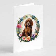 Load image into Gallery viewer, Irish Water Spaniel and Flowers Greeting Cards -  Blank Note Cards – 8-Pack of Artist-Designed Cards with Envelopes