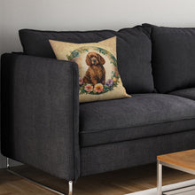 Load image into Gallery viewer, Irish Water Spaniel and Flowers Throw Pillow - 14x14 Decorative Pillow – Art for Your Home &amp; Patio