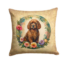 Load image into Gallery viewer, Irish Water Spaniel and Flowers Throw Pillow - 14x14 Decorative Pillow – Art for Your Home &amp; Patio