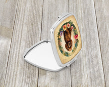 Load image into Gallery viewer, Irish Water Spaniel and Flowers Compact Mirror – Stylish Purse Mirror with Artistic Covers