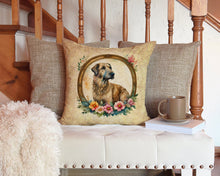 Load image into Gallery viewer, Irish Wolfhound and Flowers Throw Pillow - 14x14 Decorative Pillow – Art for Your Home &amp; Patio