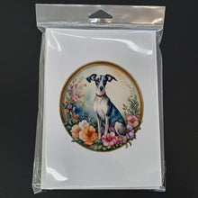 Load image into Gallery viewer, Italian Greyhound and Flowers Greeting Cards -  Blank Note Cards – 8-Pack of Artist-Designed Cards with Envelopes