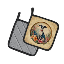 Load image into Gallery viewer, Italian Greyhound and Flowers Pot Holders - Set of 2 Decorative Kitchen Helpers | Made in the USA