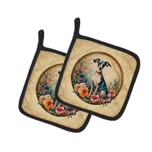 Load image into Gallery viewer, Italian Greyhound and Flowers Pot Holders - Set of 2 Decorative Kitchen Helpers | Made in the USA
