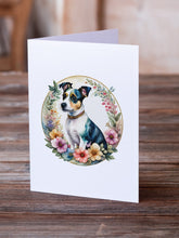 Load image into Gallery viewer, Jack Russell Terrier and Flowers Greeting Cards -  Blank Note Cards – 8-Pack of Artist-Designed Cards with Envelopes