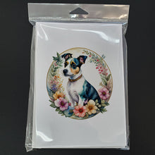 Load image into Gallery viewer, Jack Russell Terrier and Flowers Greeting Cards -  Blank Note Cards – 8-Pack of Artist-Designed Cards with Envelopes