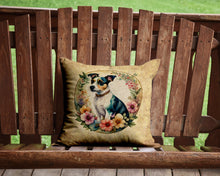 Load image into Gallery viewer, Jack Russell Terrier and Flowers Throw Pillow - 14x14 Decorative Pillow – Art for Your Home &amp; Patio