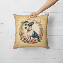 Load image into Gallery viewer, Jack Russell Terrier and Flowers Fabric Decorative Pillow