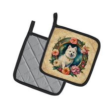 Load image into Gallery viewer, Japanese Spitz and Flowers Pot Holders - Set of 2 Decorative Kitchen Helpers | Made in the USA