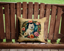 Load image into Gallery viewer, Japanese Spitz and Flowers Throw Pillow - 14x14 Decorative Pillow – Art for Your Home &amp; Patio