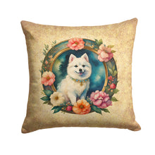 Load image into Gallery viewer, Japanese Spitz and Flowers Fabric Decorative Pillow