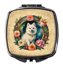 Load image into Gallery viewer, Japanese Spitz and Flowers Compact Mirror – Stylish Purse Mirror with Artistic Covers
