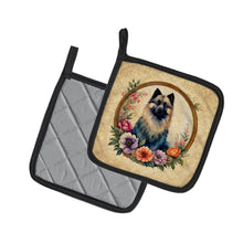Load image into Gallery viewer, Keeshond and Flowers Pot Holders - Set of 2 Decorative Kitchen Helpers | Made in the USA