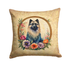Load image into Gallery viewer, Keeshond and Flowers Fabric Decorative Pillow