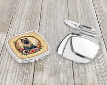 Load image into Gallery viewer, Keeshond and Flowers Compact Mirror – Stylish Purse Mirror with Artistic Covers