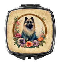 Load image into Gallery viewer, Keeshond and Flowers Compact Mirror – Stylish Purse Mirror with Artistic Covers